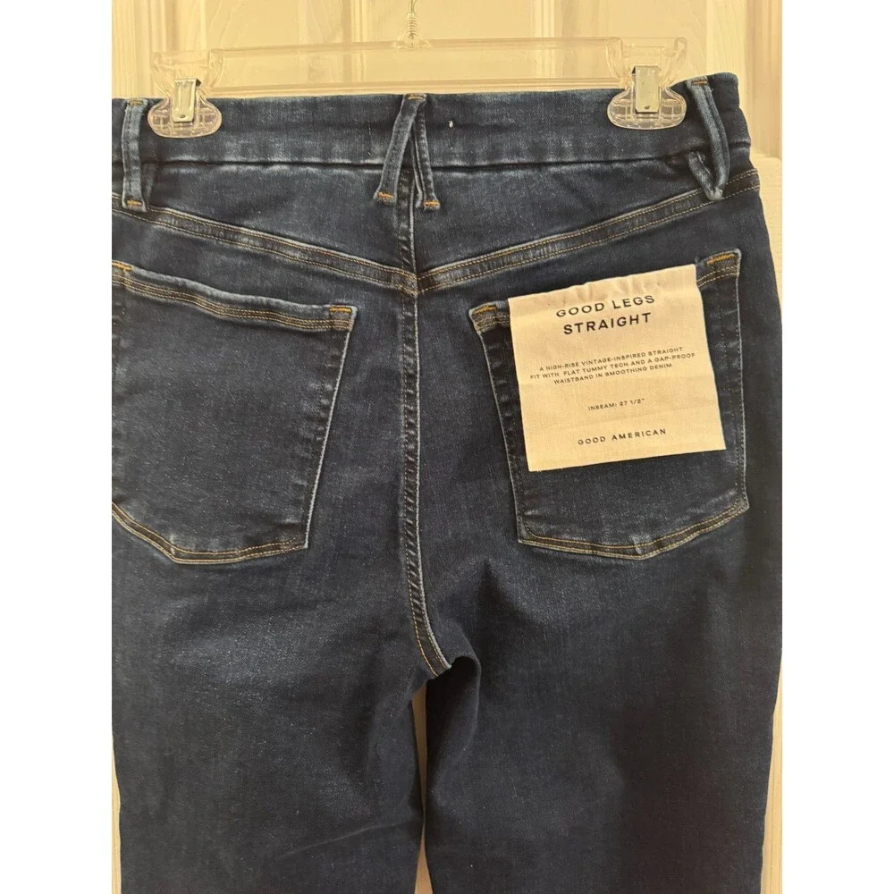 Good American Good Legs Straight Pull-On High Rise Jeans Sz 3 Indigo Wash 27.5" - Picture 6 of 12